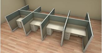 Picture of Cluster of 8 Person 4' x 4' Cubicle Desk Workstation