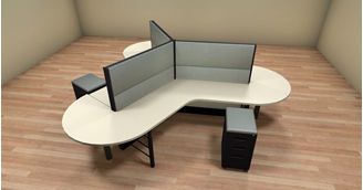 The Office Leader Peblo Cluster Of 3 Person Cubicle Desk Workstation