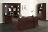 Picture of Traditional Veneer Executive Office Desk, Glass Door Kneespace credenza with Bookcase Lateral File