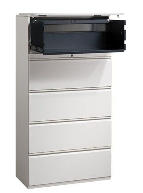 Picture of Trace Metal 42"W 5 Drawer Lateral File Storage Cabinet with Roll Out Shelf