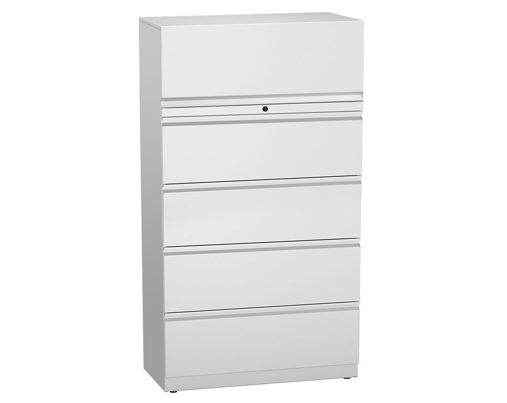 The Office Leader Trace Metal 36 W 5 Drawer Lateral File Storage Cabinet With Fixed Top Shelf