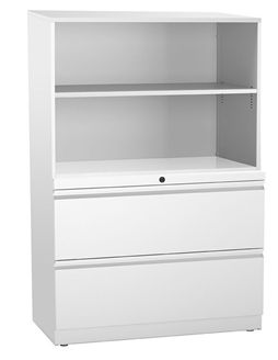 Picture of Trace Metal 30"W Combo Lateral File and Storage Cabinet with Drawers and Open Shelves