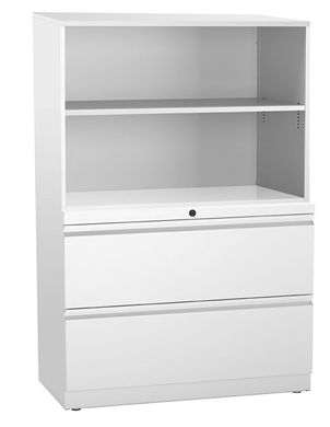 Picture of Trace Metal 36"W Combo Lateral File and Storage Cabinet with Drawers and Open Shelves