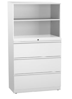 Picture of Trace Metal 30"W Combo Lateral File and Storage Cabinet with Drawers and Open Shelves