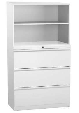 Picture of Trace Metal 42"W Combo Lateral File and Storage Cabinet with Drawers and Open Shelves