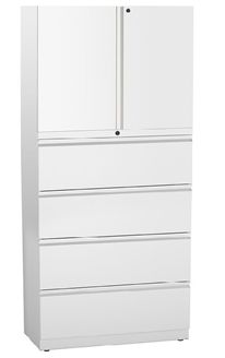 Picture of Trace Metal 30"W Combo Lateral File and Storage Cabinet with Drawers and Open Shelves