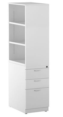 Picture of Trace Metal Boockase Tower with Filing Cabinet and Open Bookcase