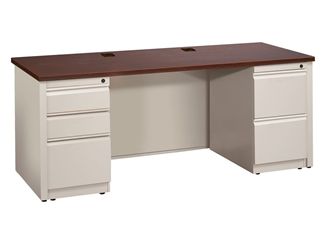 Picture of 24" X 72" Metal Office Desk with 2 Locking Filing Pedestals