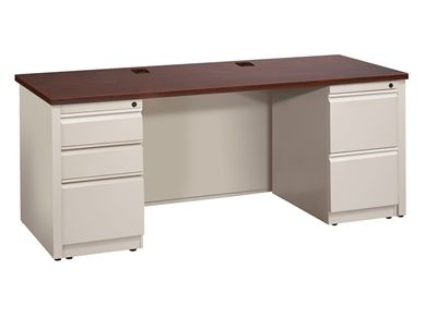 Picture of 30" X 72" Metal Office Desk with 2 Locking Filing Pedestals