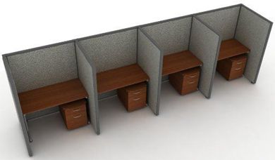 Picture of Cluster of 4 Cubicle 48" Straight Desk Workstation