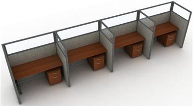 Picture of Cluster of 4 Cubicle 60" Straight Desk Workstation