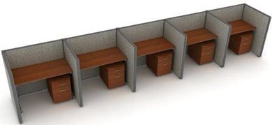 Picture of Cluster of 5 Cubicle 48" Straight Desk Workstation