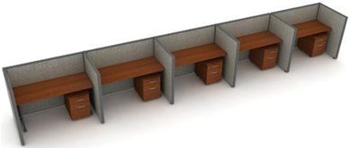 Picture of Cluster of 5 Cubicle 60" Straight Desk Workstation