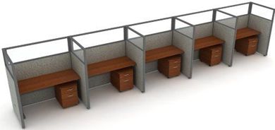 Picture of Cluster of 5 Cubicle 60" Straight Desk Workstation