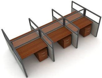 Picture of Cluster of 6 Cubicle 48" Straight Desk Workstation