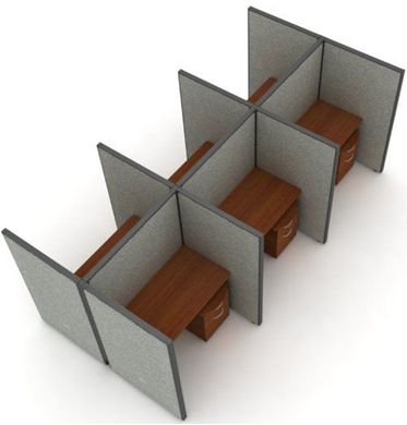 Picture of Cluster of 6 Cubicle 48" Straight Desk Workstation