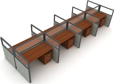 Picture of Cluster of 8 Cubicle 60" Straight Desk Workstation