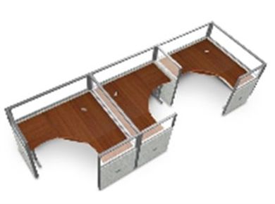 Picture of Cluster Of 3 60"  L Shape Cubicle Desk Workstation with Glass Header.