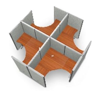 Picture of Cluster Of 4 60" L Shape Cubicle Desk Workstation