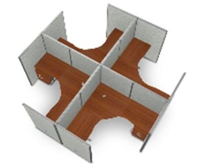 Picture of Cluster Of 4 72" L Shape Cubicle Desk Workstation