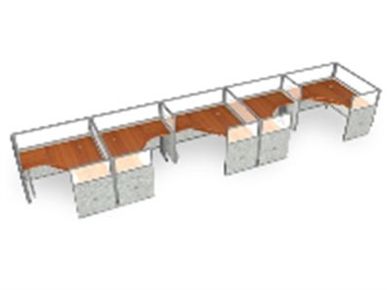 Picture of Cluster Of 5 60" L Shape Cubicle Desk Workstation with Glass Header.
