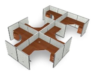 Picture of Cluster Of 6 72" L Shape Cubicle Desk Workstation.