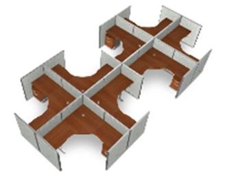 Picture of Cluster Of 8 72" L Shape Cubicle Desk Workstation.