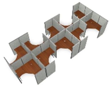 Picture of Cluster Of 10 60" L Shape Cubicle Desk Workstation. 