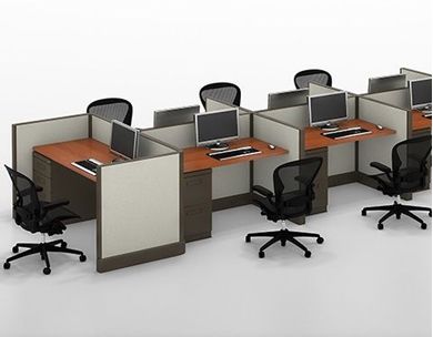 Picture of Cluster of 7 Person Telemarkerting Training Cubicle Workstation with Filing