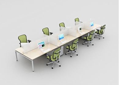 Picture of Cluster of 8 Person Bench Seating Teaming Workstation with Filing Cabinets