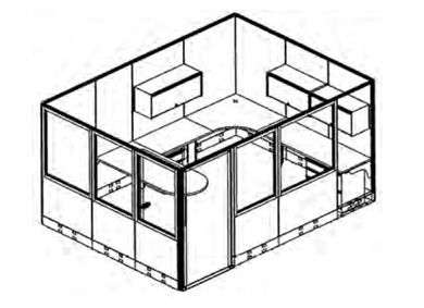 Picture of U Shape D Top Corner Curve Private Cubicle Desk Worstation with Privacy Door and Filing Storage