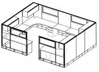 Picture of Private Executive Office Cubicle Workstation with Filing and Storage
