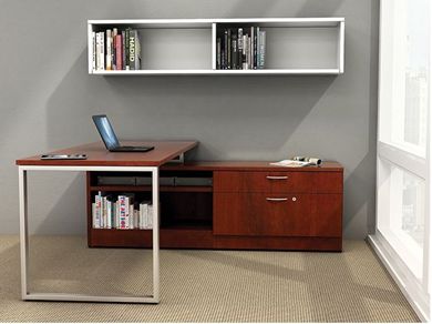 Picture of Peblo 72" x 72" L Shape Contemporary Office Desk Workstation with Lateral Filing and Wall Mount