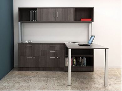 Picture of 72" x 72" Contemporary L Shape Office Desk Workstation with Storage Crendeza and Overhead