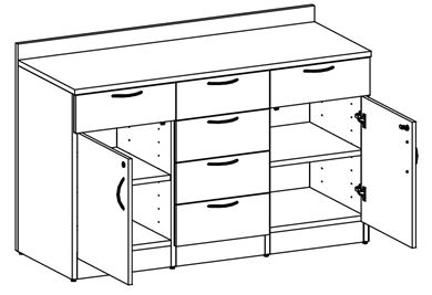 Picture of Multi Storage Buffet Credenza Workstation with Locking Doors/Drawers