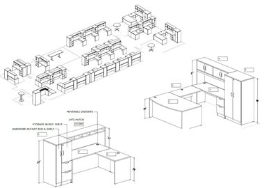 Picture of Office Space Splanning, 27 Office Desk Workstations with Overhead and Wardrobe Filing