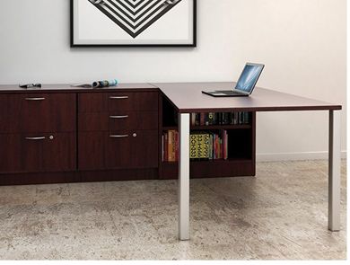Picture of Contemporary 72" L Shape Office Desk SWorkstation with Lateral File Bookcase Storage