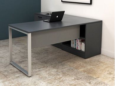 Picture of Contemporary 72" L Shape Desk with Storage Credenza