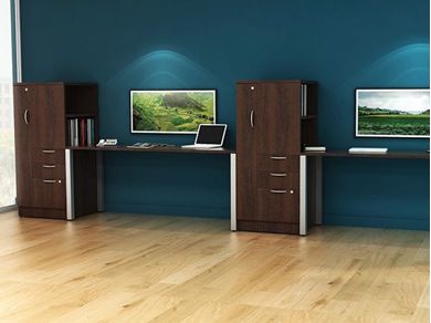 Picture of 60" 2 Person Desk Workstationw this Wardrobe Strage Cabinet