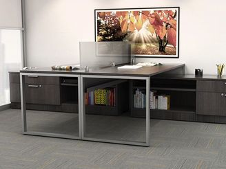 Picture of 2 Person 72" L Shape Office Desk Workstation with Lateral Filing