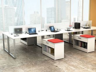 Picture of 6 Person Shared Bench Seating Teaming Workstation with Lateral Storage