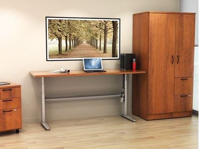 Picture of Height Adjustable Training Table with Filing Cabinet and Wardrobe Cabinet