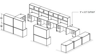 Picture of Space Planning, 12 Person Office Desk Workstation with Overhead Storage