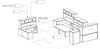 Picture of Space Planning, 3 Person L Shape Office Desk Workstation with Racetrack Conference Table and Lateral Files