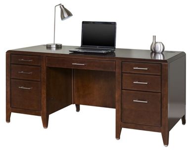 Picture of 68" Double Pedestal Veneer Office Desk Workstation