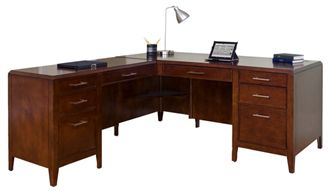 Picture of 68" L Shape Veneer Office Table Desk Workstation