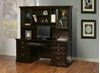 Picture of Traditional 68" Double Pedestal Kneespace Credenza with Glass Door Overhead Storage Hutch