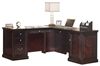 Picture of Traditional 66" L Shape Office Desk Workstation with Pull-Out Tray 