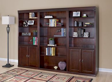 Picture of Transitional Veneer 72"H Open Bookcase Center with Partial Doors