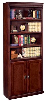 Picture of Transitional Veneer 72"H Six Shelf Bookcase with Lower Doors